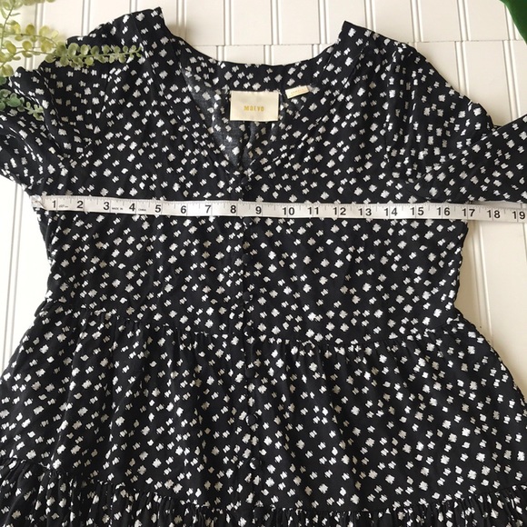 Anthropologie Maeve Lila top black white tiered - Picture 5 of 8
